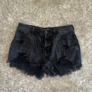 Hollister Black Distressed Jean Shorts
